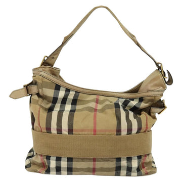 BURBERRY Nova Check Shoulder Bag Canvas Beige Gold Auth 120793 - 0