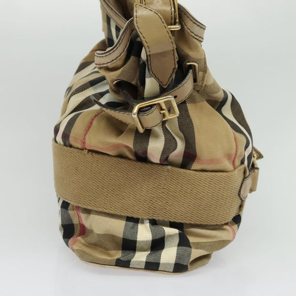 BURBERRY Nova Check Shoulder Bag Canvas Beige Gold Auth 120793