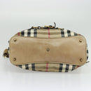 BURBERRY Nova Check Shoulder Bag Canvas Beige Gold Auth 120793-5
