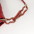 Christian Dior Canage Shoulder Bag Lamb Skin Red Gold Auth 120801-14