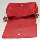 Christian Dior Canage Shoulder Bag Lamb Skin Red Gold Auth 120801-15