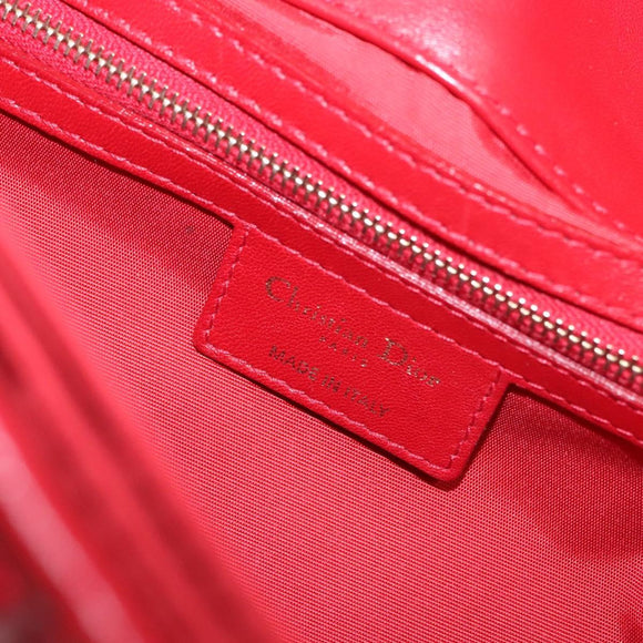 Christian Dior Canage Shoulder Bag Lamb Skin Red Gold Auth 120801