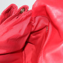 Christian Dior Canage Shoulder Bag Lamb Skin Red Gold Auth 120801-18