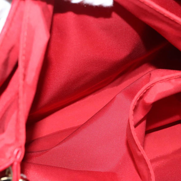 Christian Dior Canage Shoulder Bag Lamb Skin Red Gold Auth 120801