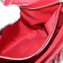 Christian Dior Canage Shoulder Bag Lamb Skin Red Gold Auth 120801-23