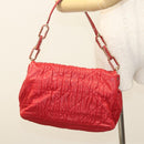 Christian Dior Canage Shoulder Bag Lamb Skin Red Gold Auth 120801-25