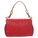 Christian Dior Canage Shoulder Bag Lamb Skin Red Gold Auth 120801-2