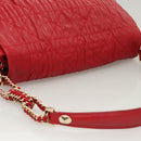 Christian Dior Canage Shoulder Bag Lamb Skin Red Gold Auth 120801-6