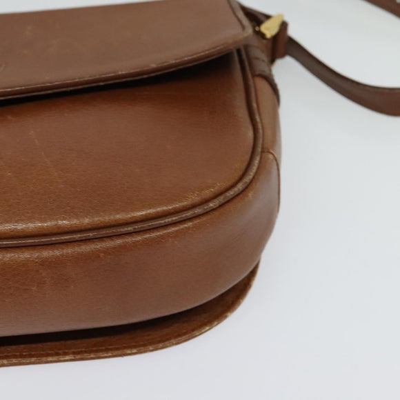 Burberrys Shoulder Bag Leather Brown Gold Auth 120806