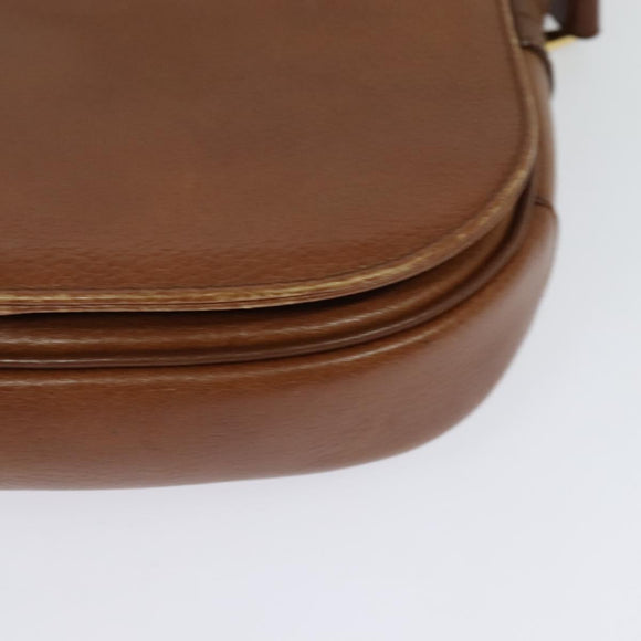 Burberrys Shoulder Bag Leather Brown Gold Auth 120806