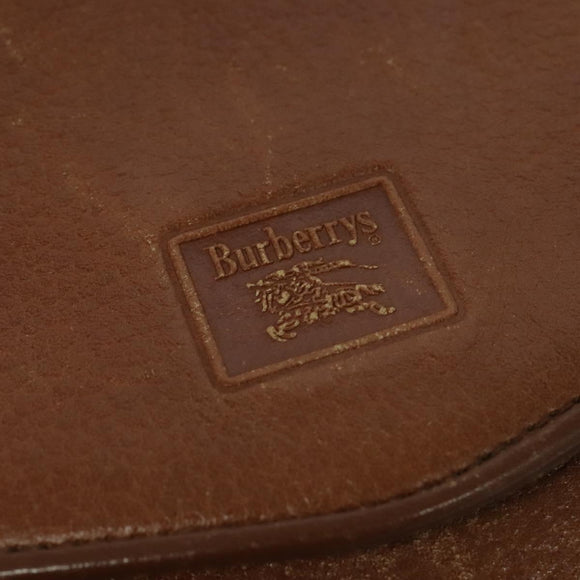 Burberrys Shoulder Bag Leather Brown Gold Auth 120806