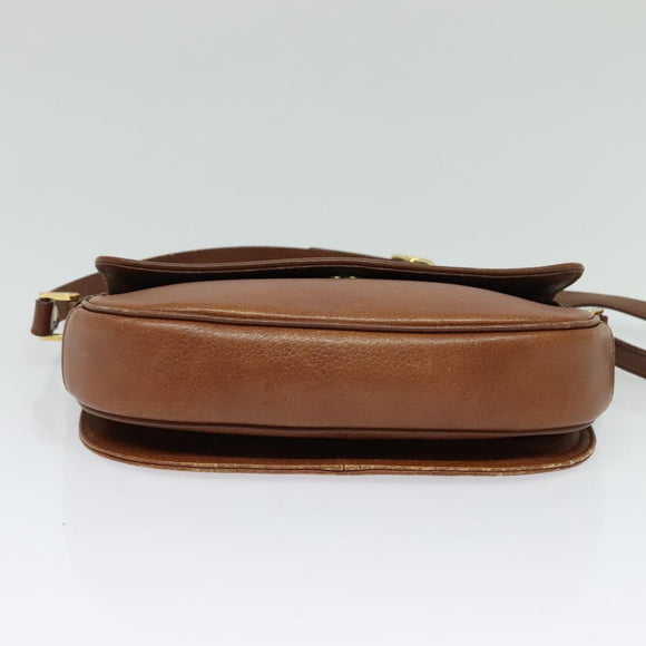 Burberrys Shoulder Bag Leather Brown Gold Auth 120806