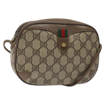 GUCCI GG Canvas Web Sherry Line Bag PVC Beige Gold 89 02 066 Auth 120808
