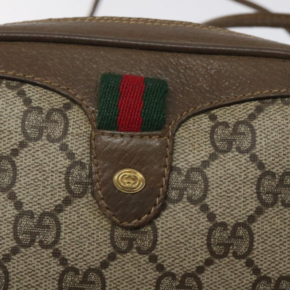 GUCCI GG Canvas Web Sherry Line Bag PVC Beige Gold 89 02 066 Auth 120808