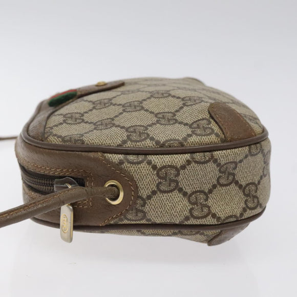 GUCCI GG Canvas Web Sherry Line Bag PVC Beige Gold 89 02 066 Auth 120808