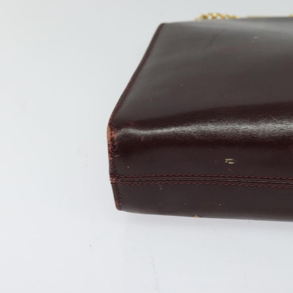 Salvatore Ferragamo Chain Gancini Shoulder Bag Leather Brown Gold Auth 120811