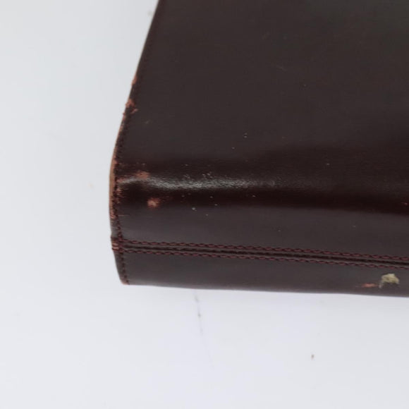 Salvatore Ferragamo Chain Gancini Shoulder Bag Leather Brown Gold Auth 120811