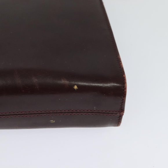 Salvatore Ferragamo Chain Gancini Shoulder Bag Leather Brown Gold Auth 120811