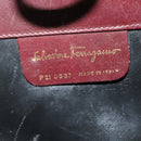 Salvatore Ferragamo Chain Gancini Shoulder Bag Leather Brown Gold Auth 120811-12