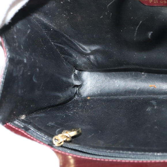 Salvatore Ferragamo Chain Gancini Shoulder Bag Leather Brown Gold Auth 120811