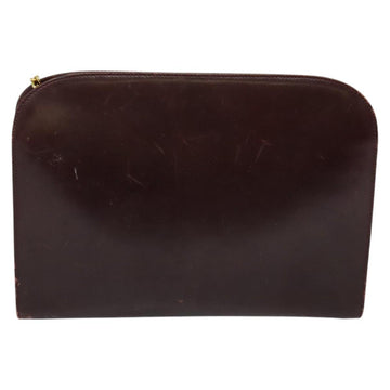 Salvatore Ferragamo Chain Gancini Shoulder Bag Leather Brown Gold Auth 120811 - 0