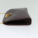Salvatore Ferragamo Chain Gancini Shoulder Bag Leather Brown Gold Auth 120811-3