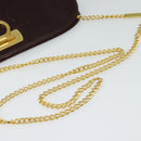 Salvatore Ferragamo Chain Gancini Shoulder Bag Leather Brown Gold Auth 120811-7