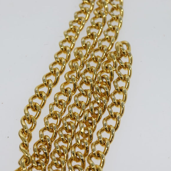 Salvatore Ferragamo Chain Gancini Shoulder Bag Leather Brown Gold Auth 120811