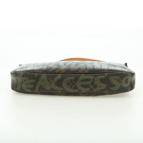 LOUIS VUITTON Monogram Graffiti Pochette Pouch Khaki M92191 LV Auth 120813V