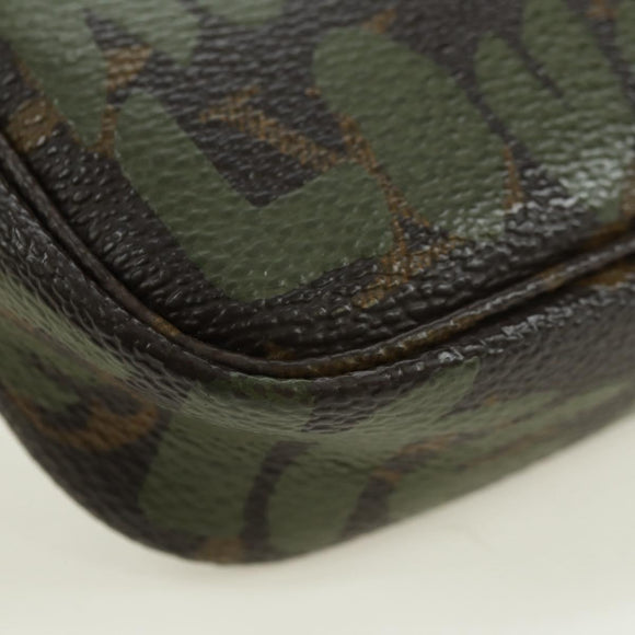 LOUIS VUITTON Monogram Graffiti Pochette Pouch Khaki M92191 LV Auth 120813V
