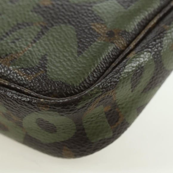 LOUIS VUITTON Monogram Graffiti Pochette Pouch Khaki M92191 LV Auth 120813V