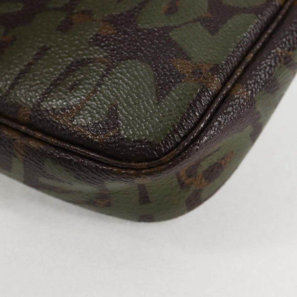 LOUIS VUITTON Monogram Graffiti Pochette Pouch Khaki M92191 LV Auth 120813V