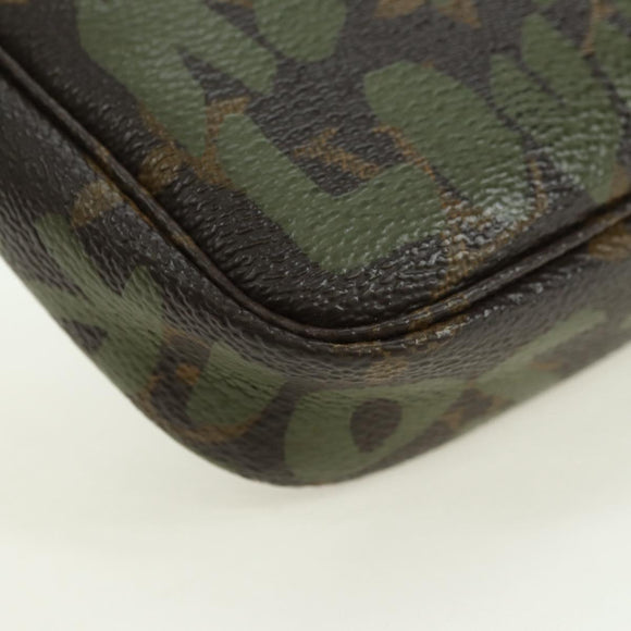 LOUIS VUITTON Monogram Graffiti Pochette Pouch Khaki M92191 LV Auth 120813V