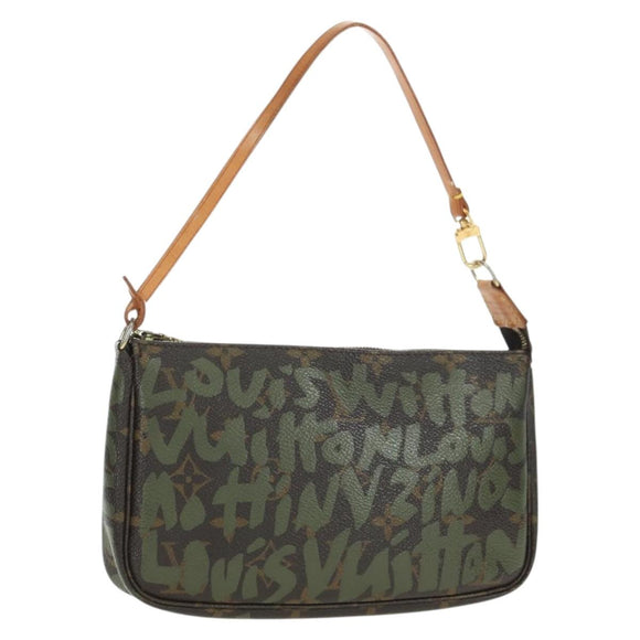 LOUIS VUITTON Monogram Graffiti Pochette Pouch Khaki M92191 LV Auth 120813V
