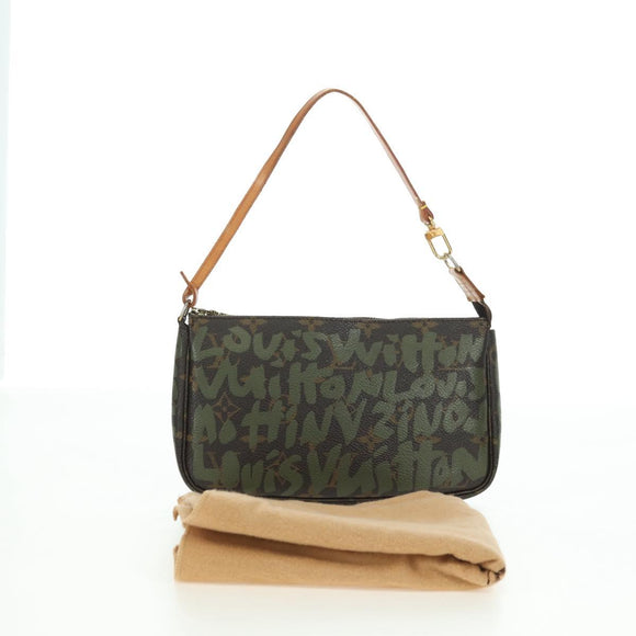 LOUIS VUITTON Monogram Graffiti Pochette Pouch Khaki M92191 LV Auth 120813V