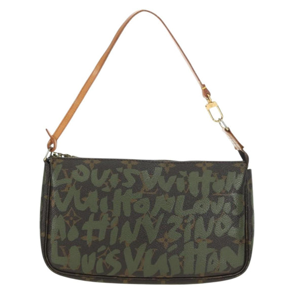 LOUIS VUITTON Monogram Graffiti Pochette Pouch Khaki M92191 LV Auth 120813V