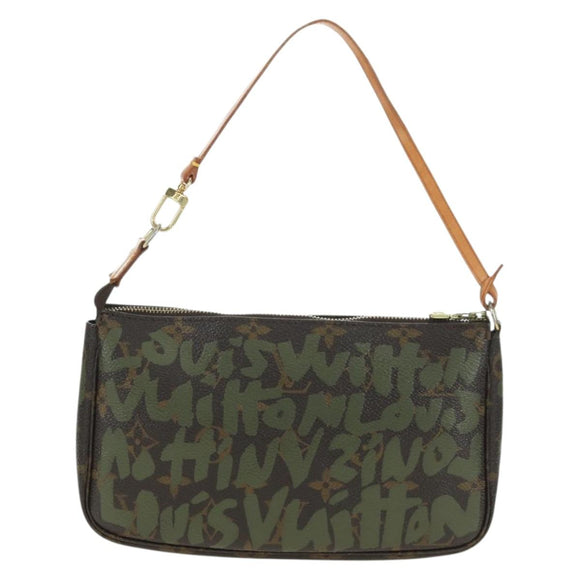 LOUIS VUITTON Monogram Graffiti Pochette Pouch Khaki M92191 LV Auth 120813V