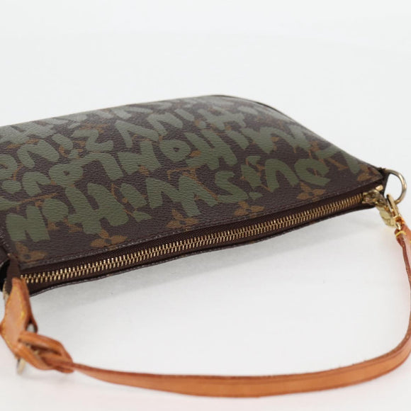 LOUIS VUITTON Monogram Graffiti Pochette Pouch Khaki M92191 LV Auth 120813V