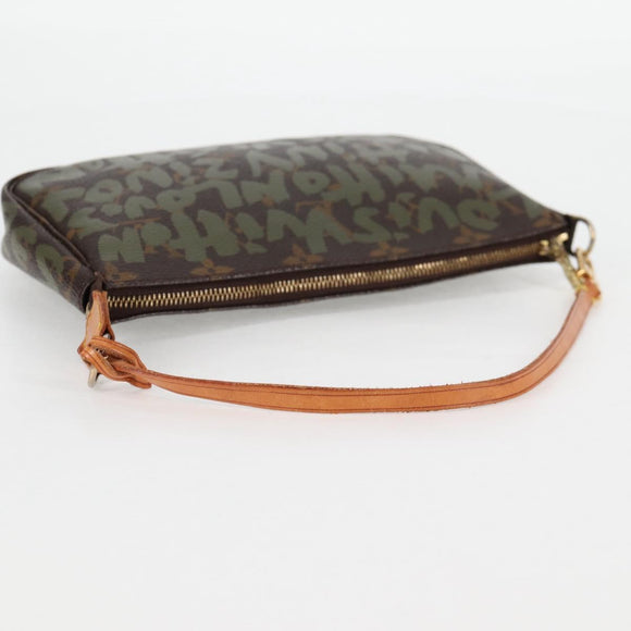 LOUIS VUITTON Monogram Graffiti Pochette Pouch Khaki M92191 LV Auth 120813V