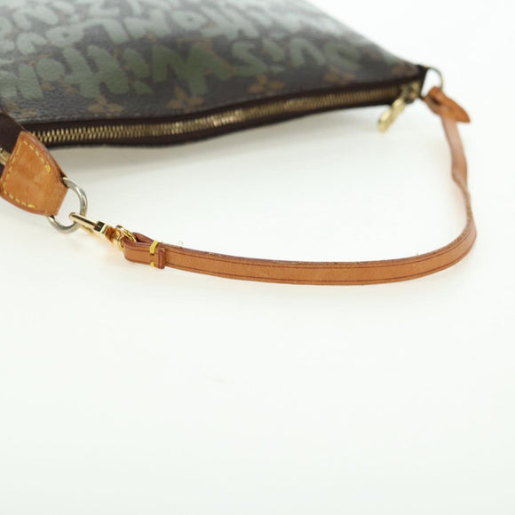 LOUIS VUITTON Monogram Graffiti Pochette Pouch Khaki M92191 LV Auth 120813V