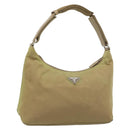 PRADA Shoulder Bag Nylon Beige Silver Auth 120814-1
