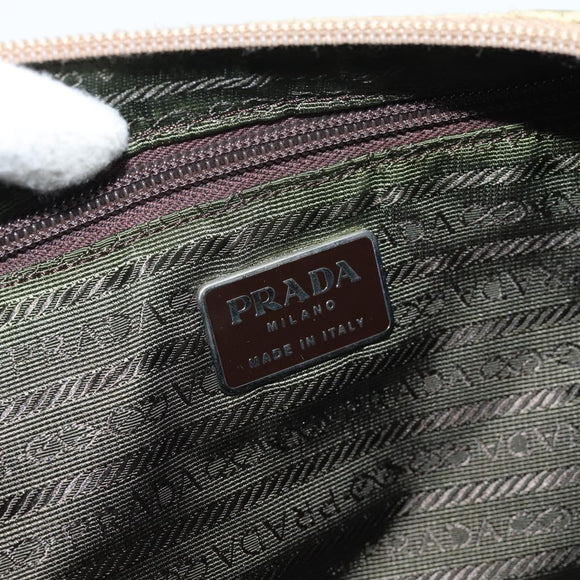 PRADA Shoulder Bag Nylon Beige Silver Auth 120814