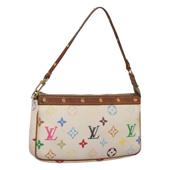 LOUIS VUITTON Multicolor Pochette Accessoires Pouch White M92649 Auth 120819