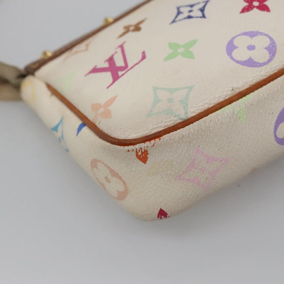 LOUIS VUITTON Multicolor Pochette Accessoires Pouch White M92649 Auth 120819