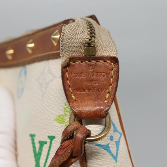 LOUIS VUITTON Multicolor Pochette Accessoires Pouch White M92649 Auth 120819