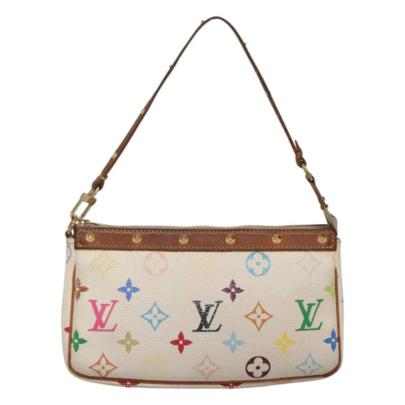 LOUIS VUITTON Multicolor Pochette Accessoires Pouch White M92649 Auth 120819