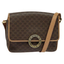CELINE Macadam Canvas Circle Shoulder Bag PVC Leather Brown Gold Auth 120820-1