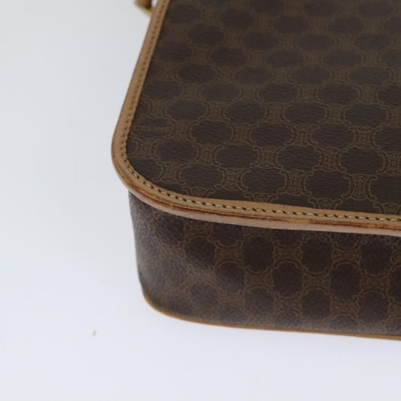 CELINE Macadam Canvas Circle Shoulder Bag PVC Leather Brown Gold Auth 120820