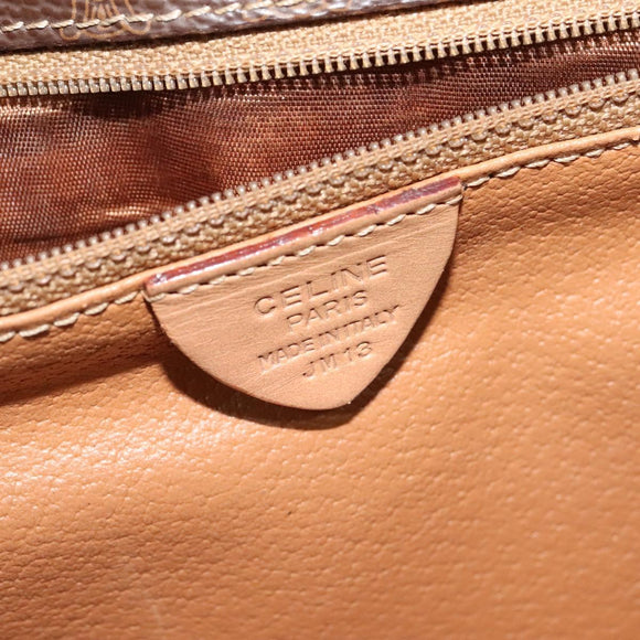 CELINE Macadam Canvas Circle Shoulder Bag PVC Leather Brown Gold Auth 120820