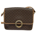 CELINE Macadam Canvas Circle Shoulder Bag PVC Leather Brown Gold Auth 120820-13